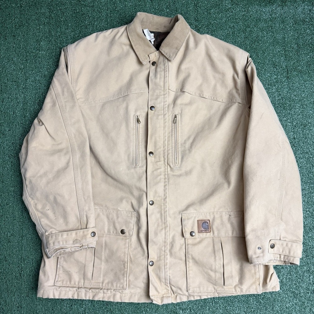 Vintage '98 Carhartt Field Jacket XLT Wheat C10WET Blanket Lined Duck Canvas USA